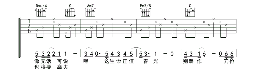 《认真的老去吉他谱》_曹方、张希_G调 图四