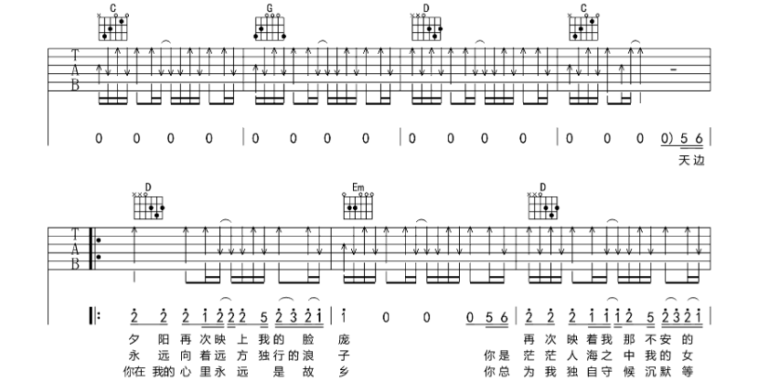 《故乡吉他谱》_许巍_G调 图二
